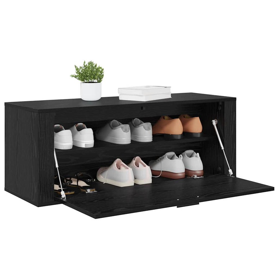 Schoenenkast Zwart eiken 100 x 35 x 38 cm Bewerkt hout