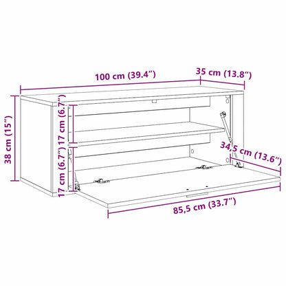 Schoenenkast Zwart eiken 100 x 35 x 38 cm Bewerkt hout