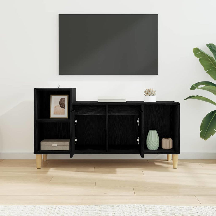 TV-kast Zwart Eiken 100 x 35 x 55 cm Bewerkt hout