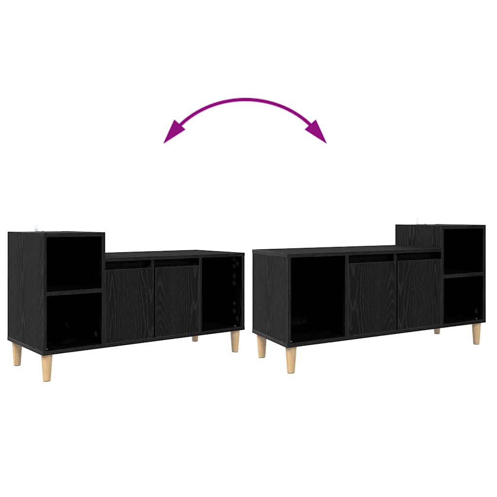 TV-kast Zwart Eiken 100 x 35 x 55 cm Bewerkt hout