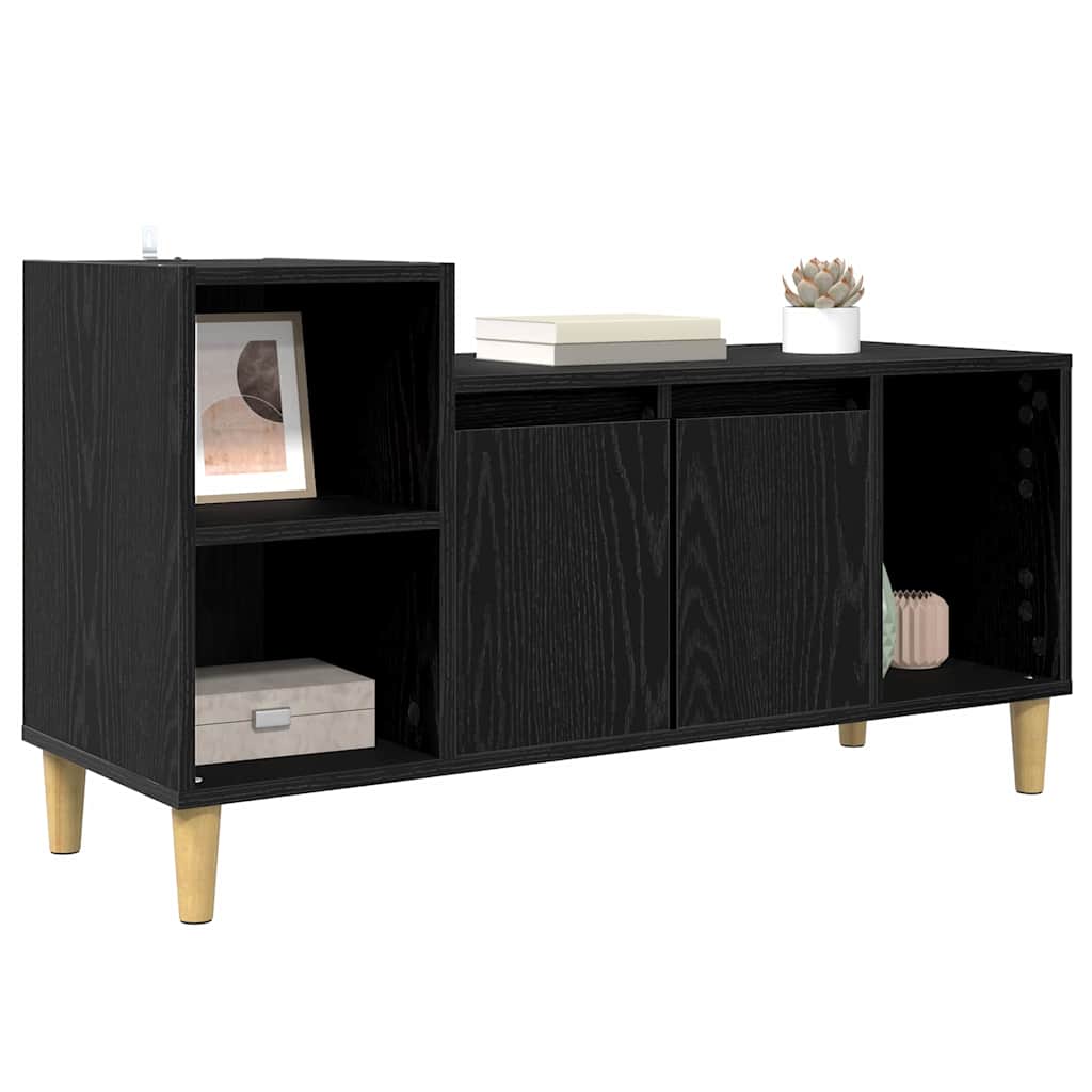 TV-kast Zwart Eiken 100 x 35 x 55 cm Bewerkt hout