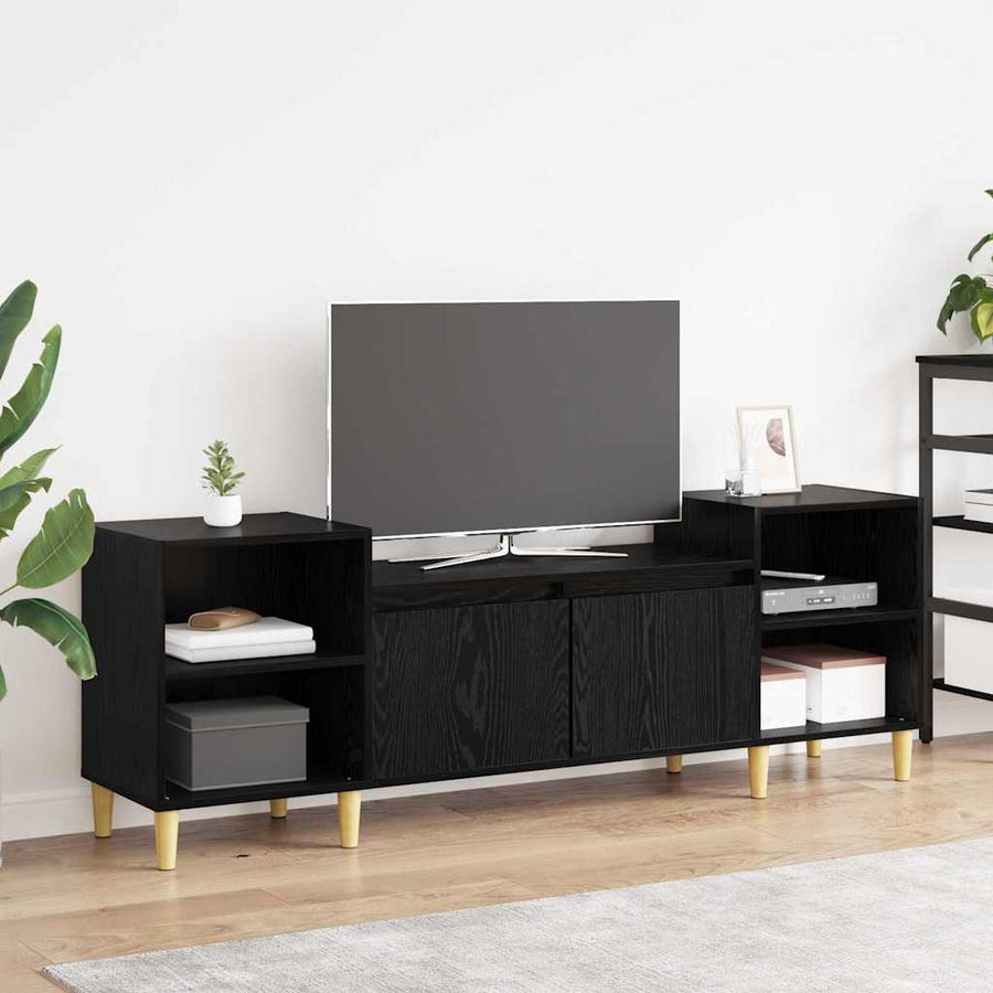 TV-kast Zwart Eiken 160 x 35 x 55 cm Bewerkt hout