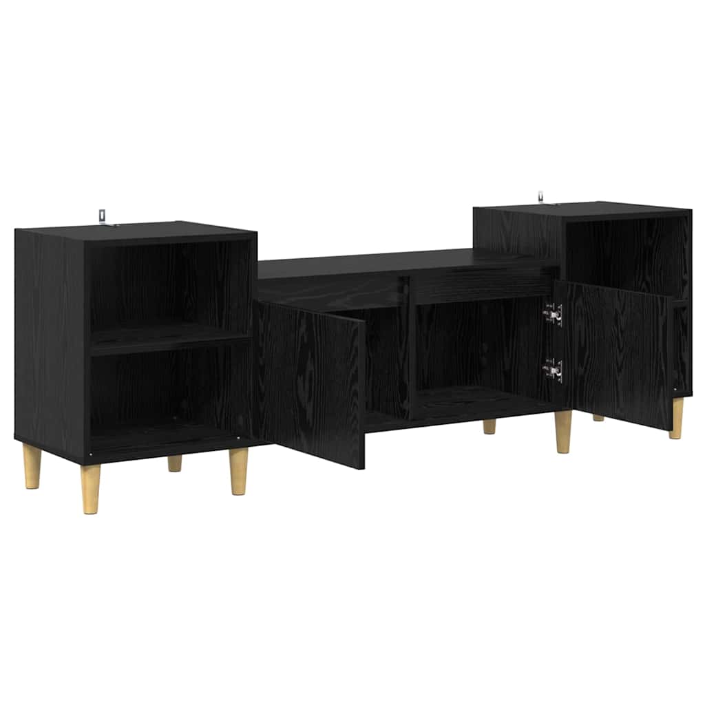 TV-kast Zwart Eiken 160 x 35 x 55 cm Bewerkt hout