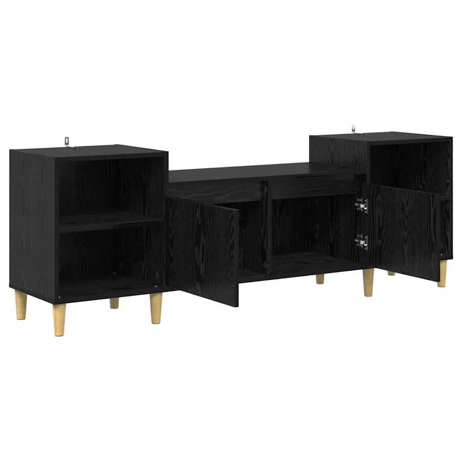 TV-kast Zwart Eiken 160 x 35 x 55 cm Bewerkt hout