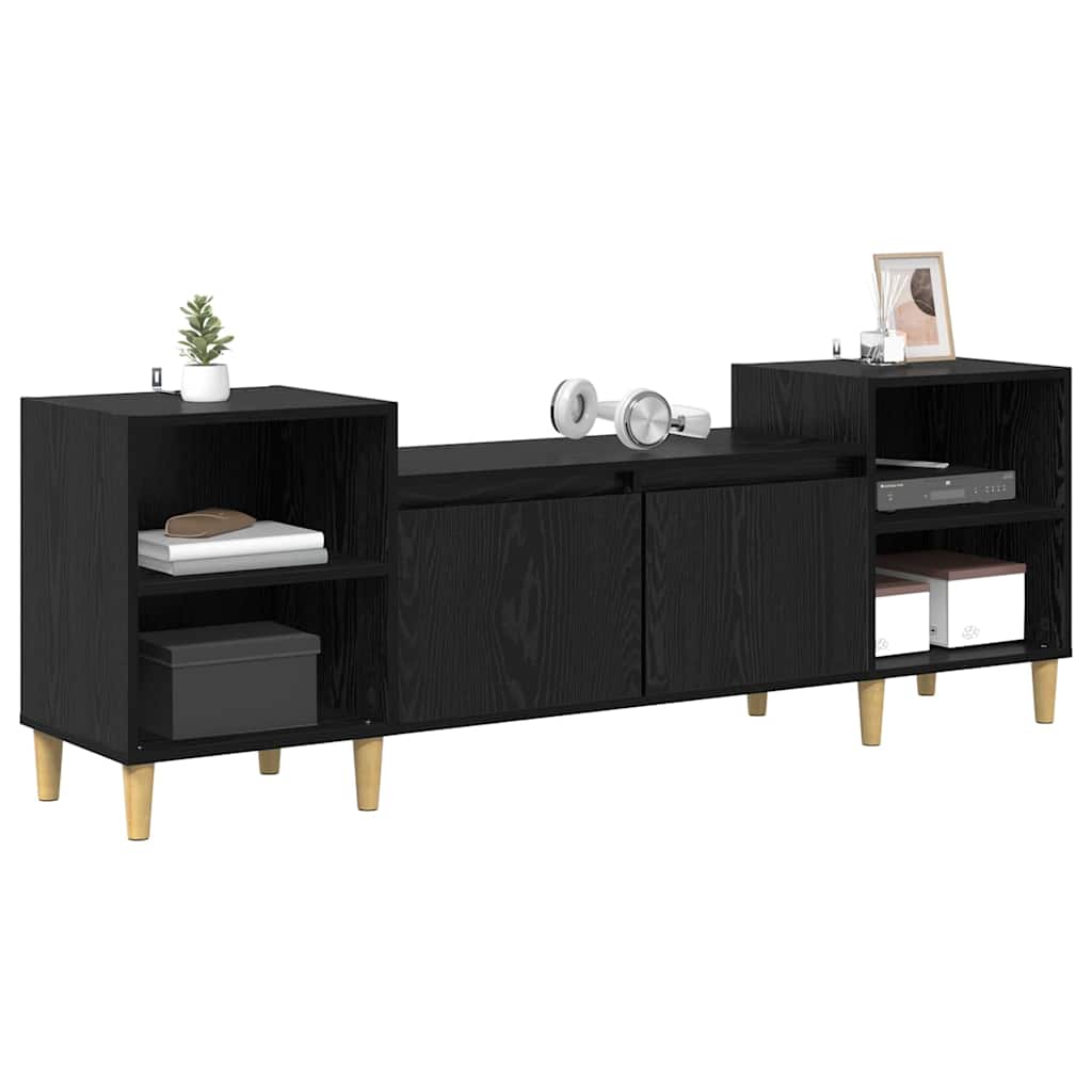 TV-kast Zwart Eiken 160 x 35 x 55 cm Bewerkt hout