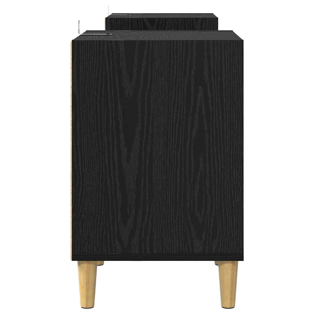 TV-kast Zwart Eiken 160 x 35 x 55 cm Bewerkt hout