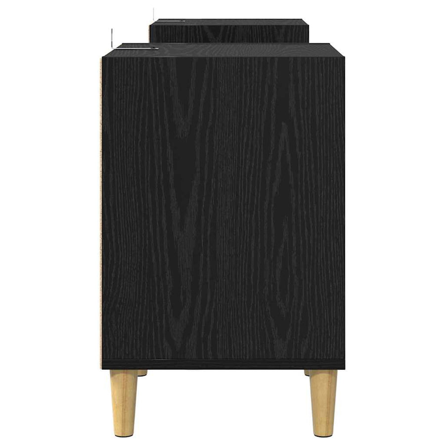 TV-kast Zwart Eiken 160 x 35 x 55 cm Bewerkt hout