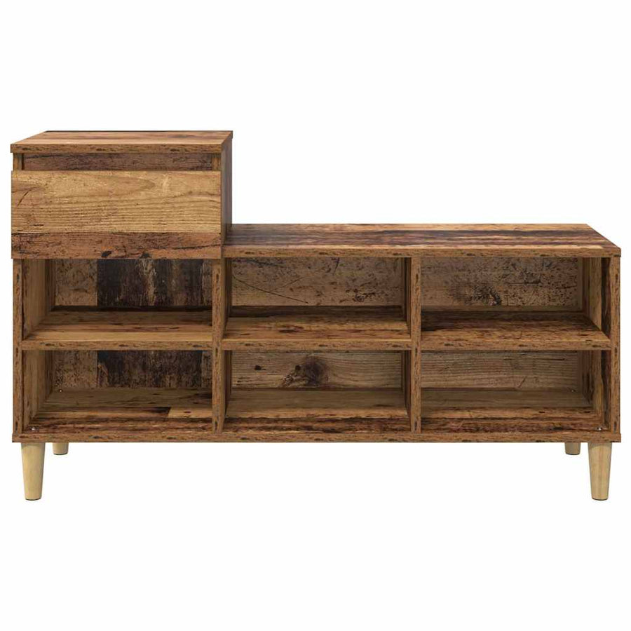 Schoenenkast met lade Oudhout 102 x 36 x 60 cm Bewerkt hout