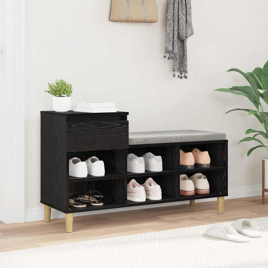 Schoenenkast met lade Zwart Eiken 102 x 36 x 60 cm Bewerkt hout