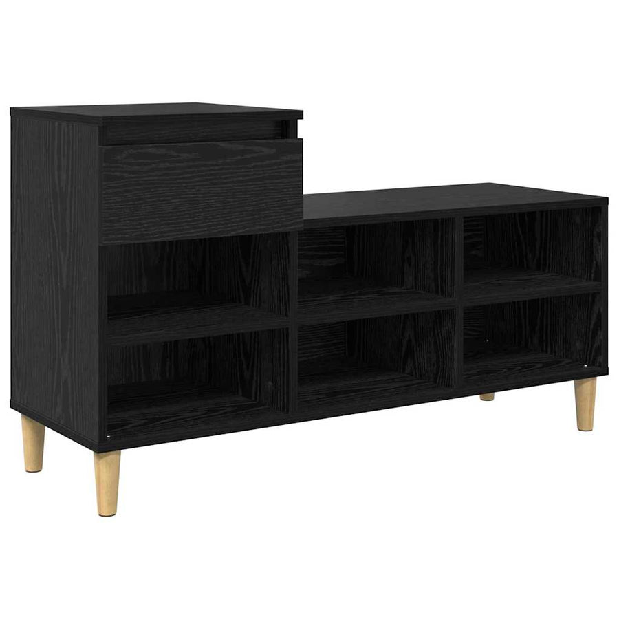 Schoenenkast met lade Zwart Eiken 102 x 36 x 60 cm Bewerkt hout