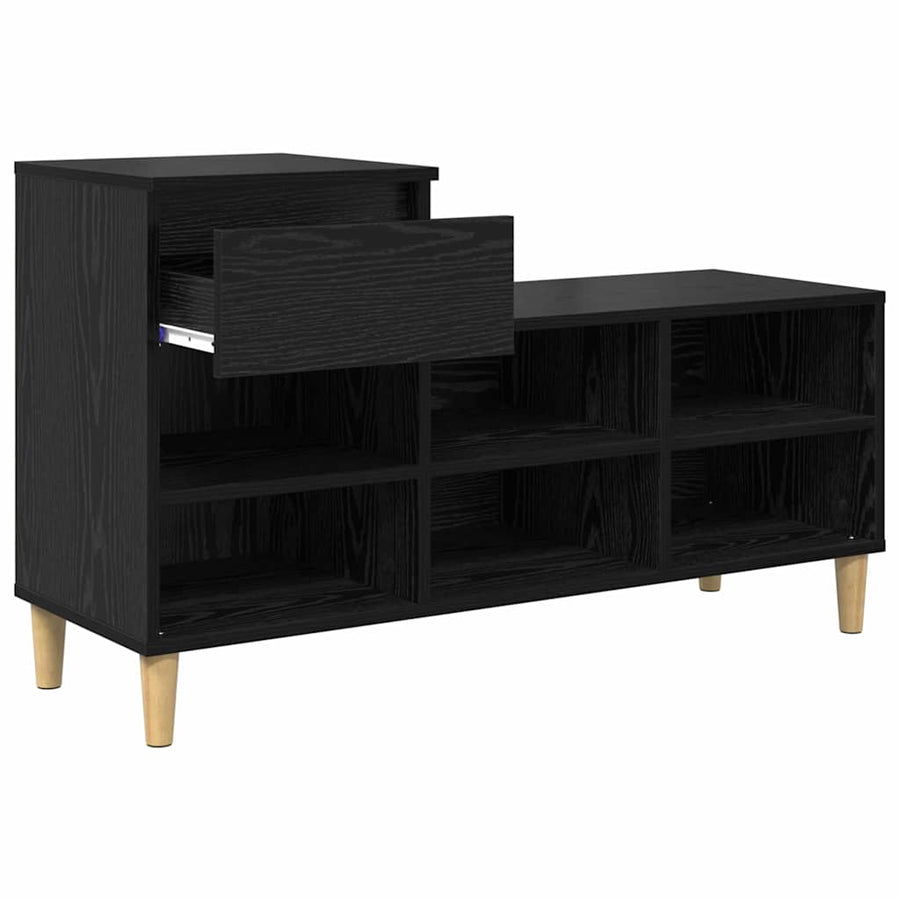 Schoenenkast met lade Zwart Eiken 102 x 36 x 60 cm Bewerkt hout