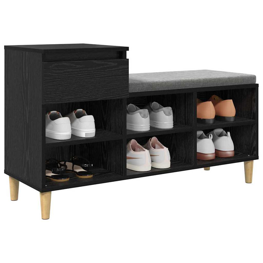 Schoenenkast met lade Zwart Eiken 102 x 36 x 60 cm Bewerkt hout