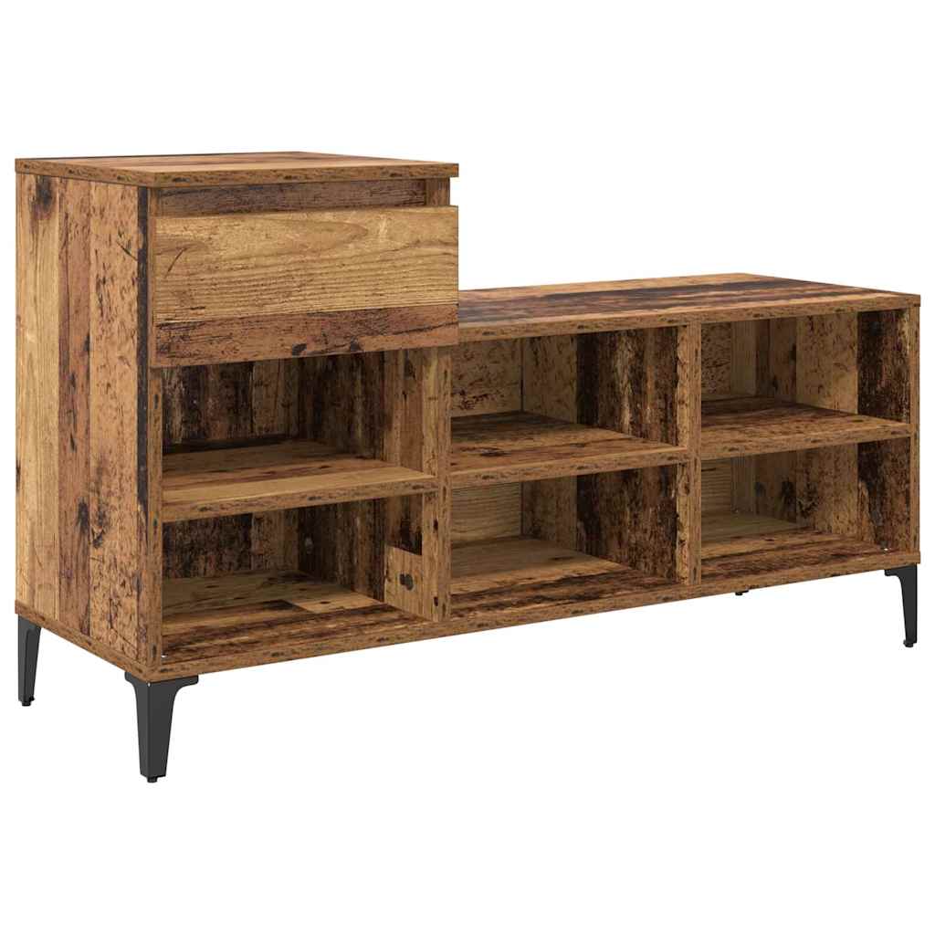 Schoenenkast met lade Oud hout 102 x 36 x 60 cm Bewerkt hout