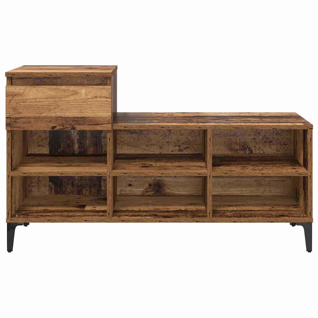 Schoenenkast met lade Oud hout 102 x 36 x 60 cm Bewerkt hout