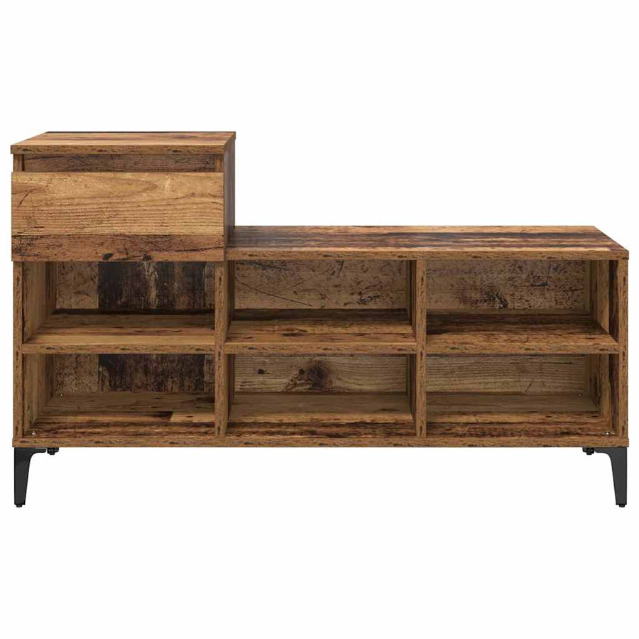 Schoenenkast met lade Oud hout 102 x 36 x 60 cm Bewerkt hout