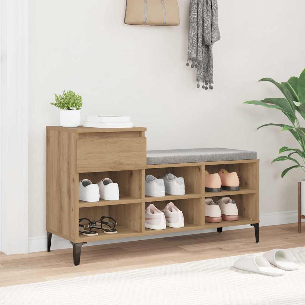 Schoenenkast met lade artisanaal eikenkleurig 102 x 36 x 60 cm