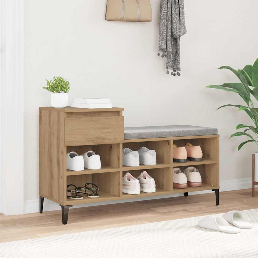 Schoenenkast met lade artisanaal eikenkleurig 102 x 36 x 60 cm