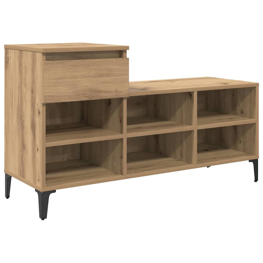 Schoenenkast met lade artisanaal eikenkleurig 102 x 36 x 60 cm
