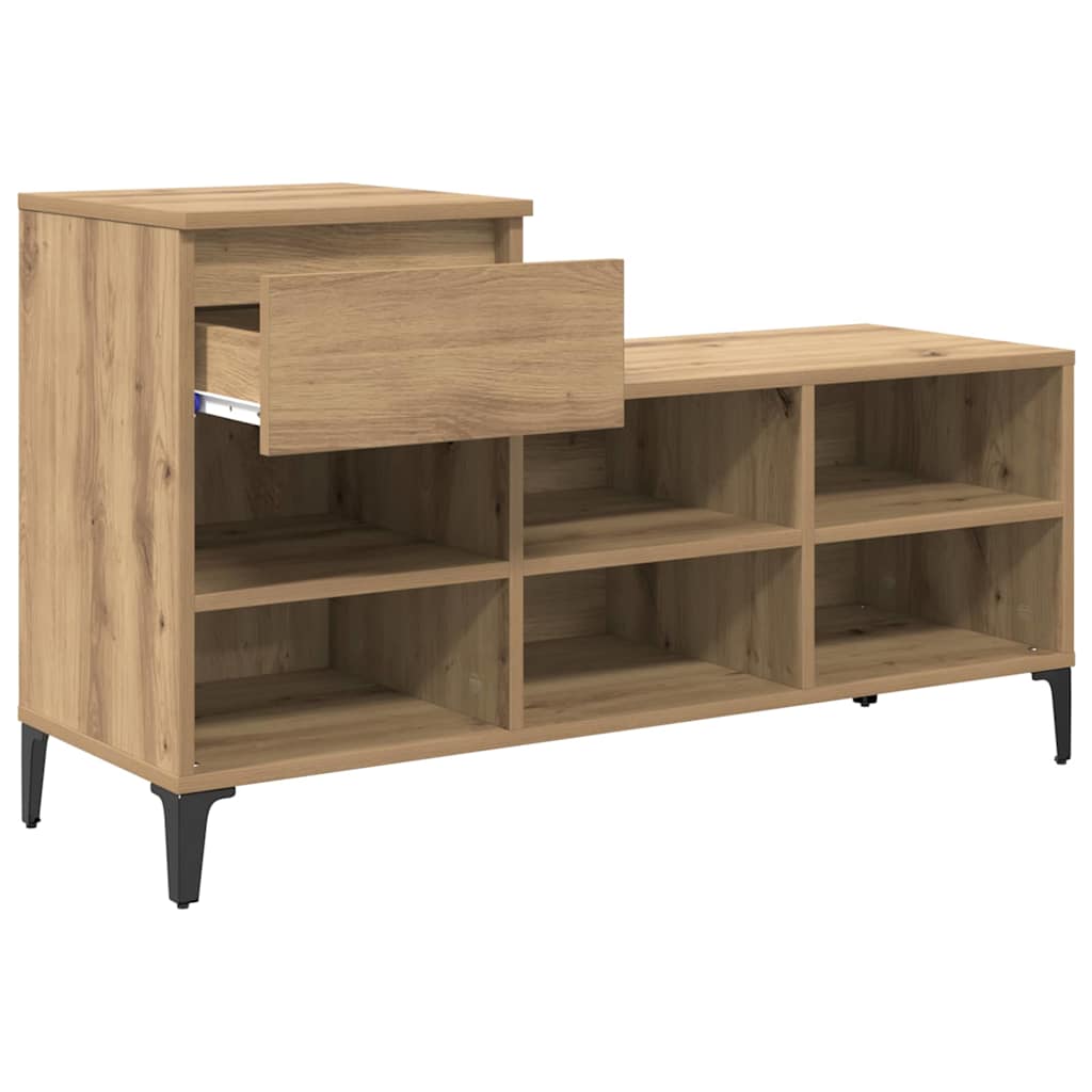 Schoenenkast met lade artisanaal eikenkleurig 102 x 36 x 60 cm