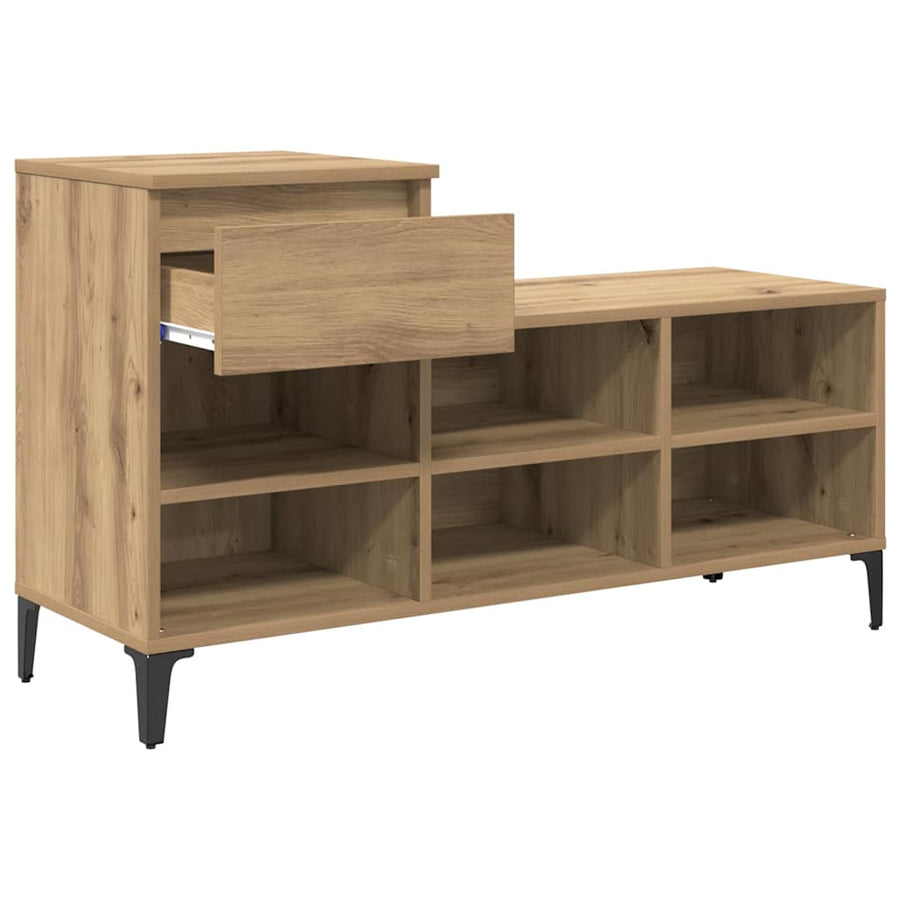 Schoenenkast met lade artisanaal eikenkleurig 102 x 36 x 60 cm