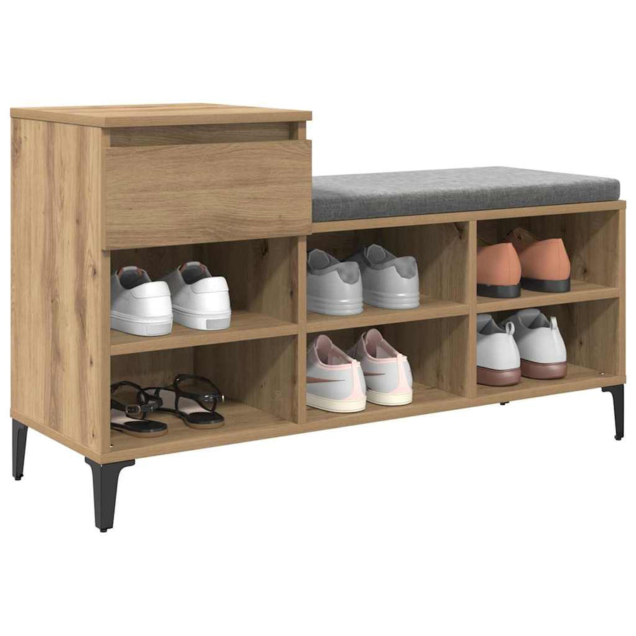 Schoenenkast met lade artisanaal eikenkleurig 102 x 36 x 60 cm