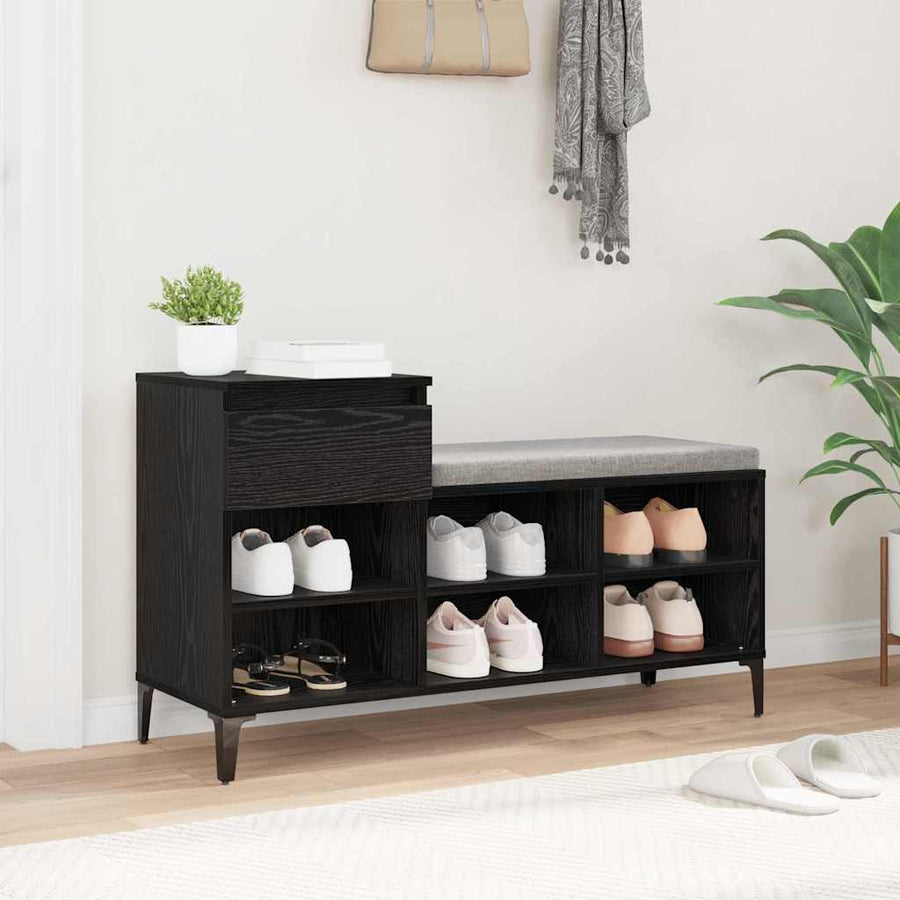 Schoenenkast met lade Zwart eiken 102 x 36 x 60 cm Bewerkt hout