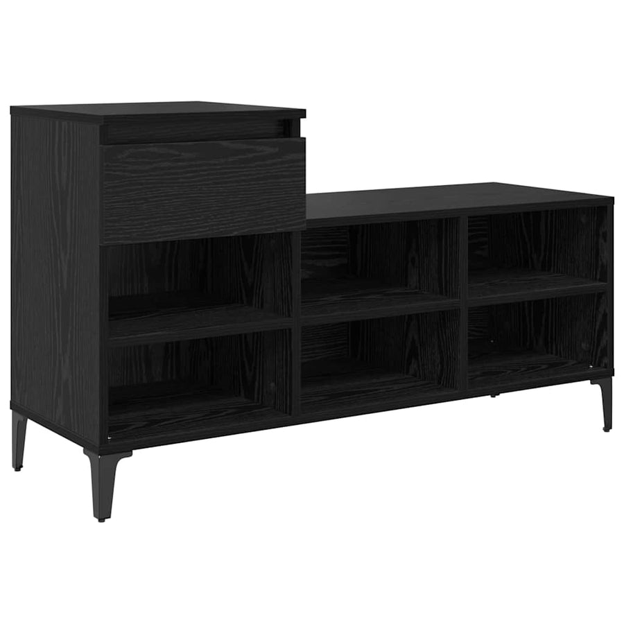 Schoenenkast met lade Zwart eiken 102 x 36 x 60 cm Bewerkt hout