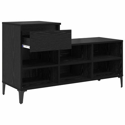 Schoenenkast met lade Zwart eiken 102 x 36 x 60 cm Bewerkt hout