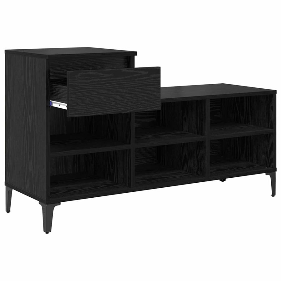 Schoenenkast met lade Zwart eiken 102 x 36 x 60 cm Bewerkt hout