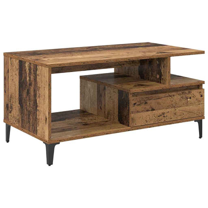 Salontafel met lade Oud Hout 90 x 49 x 45 cm Bewerkt hout