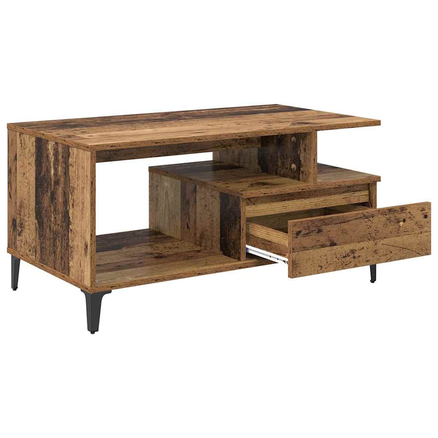 Salontafel met lade Oud Hout 90 x 49 x 45 cm Bewerkt hout