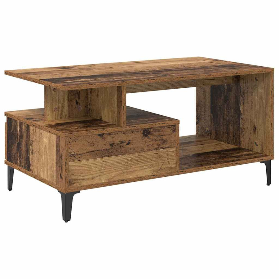 Salontafel met lade Oud Hout 90 x 49 x 45 cm Bewerkt hout