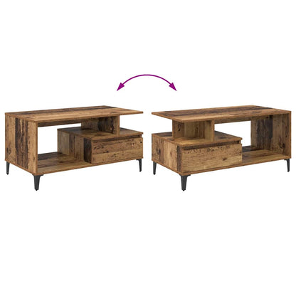 Salontafel met lade Oud Hout 90 x 49 x 45 cm Bewerkt hout