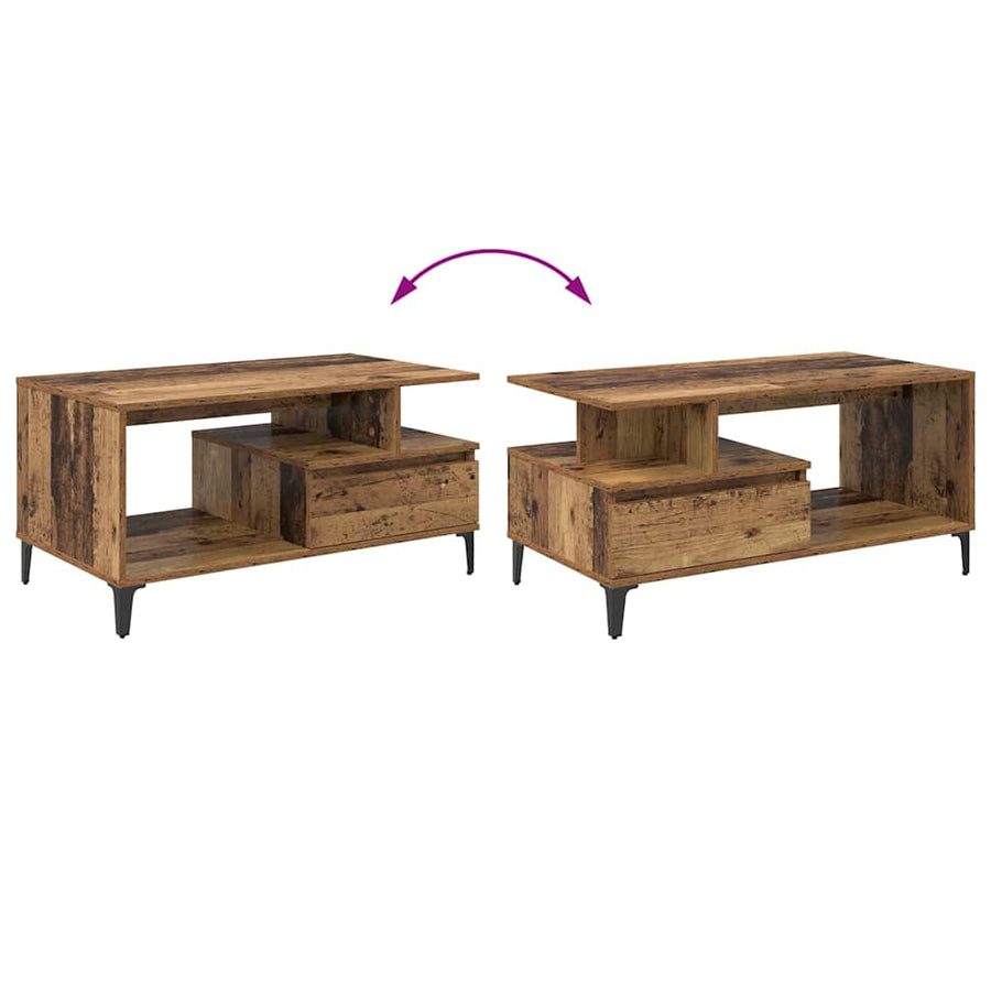 Salontafel met lade Oud Hout 90 x 49 x 45 cm Bewerkt hout