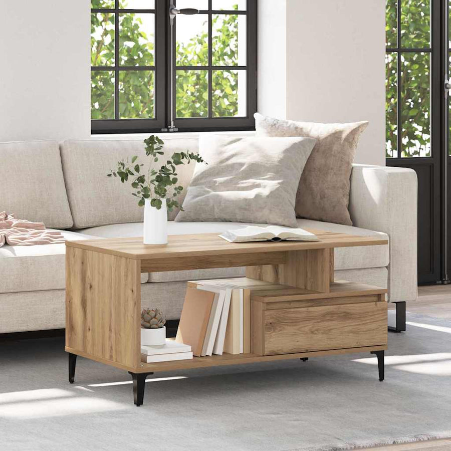 Salontafel met lade Artisan Eiken 90 x 49 x 45 cm Bewerkt hout