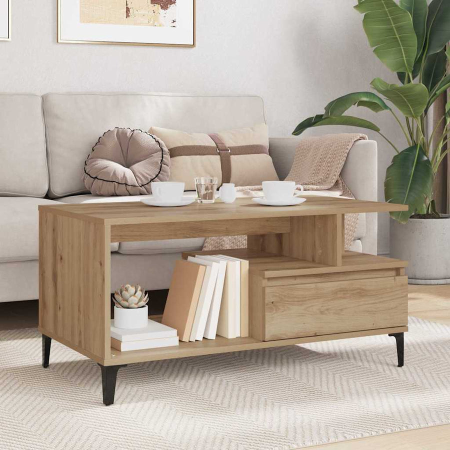 Salontafel met lade Artisan Eiken 90 x 49 x 45 cm Bewerkt hout