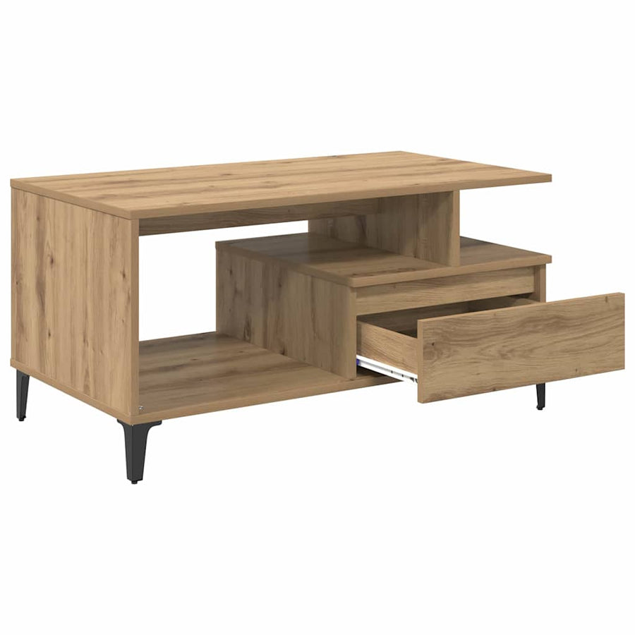 Salontafel met lade Artisan Eiken 90 x 49 x 45 cm Bewerkt hout