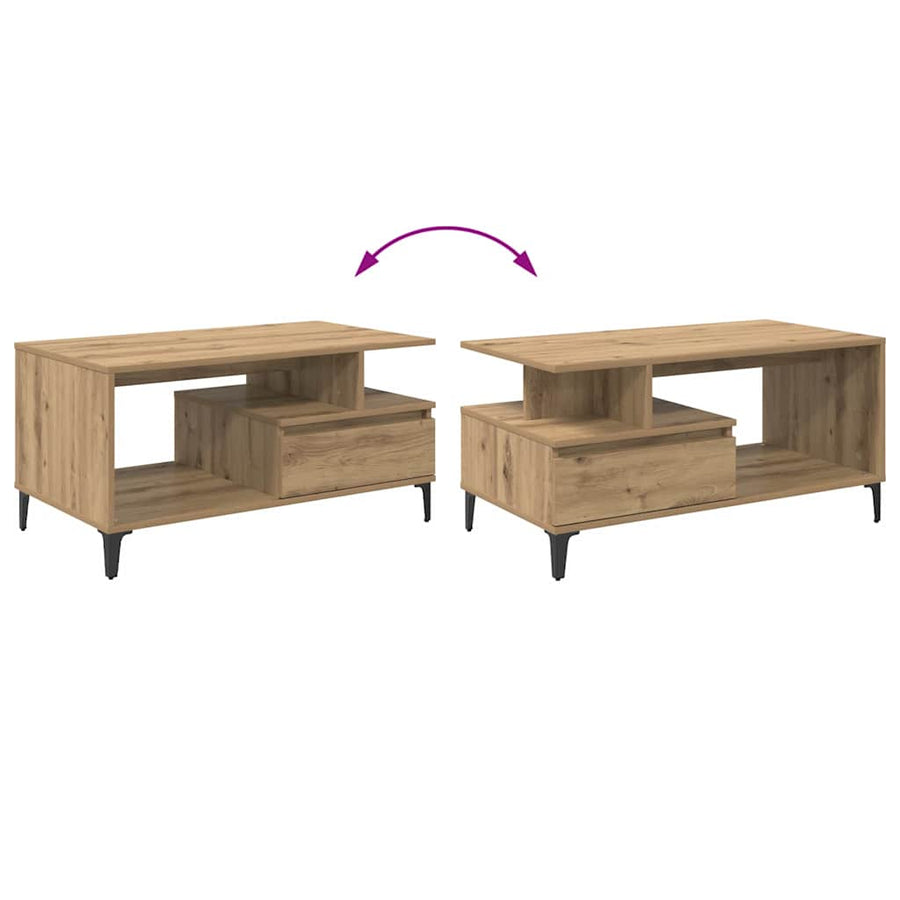 Salontafel met lade Artisan Eiken 90 x 49 x 45 cm Bewerkt hout