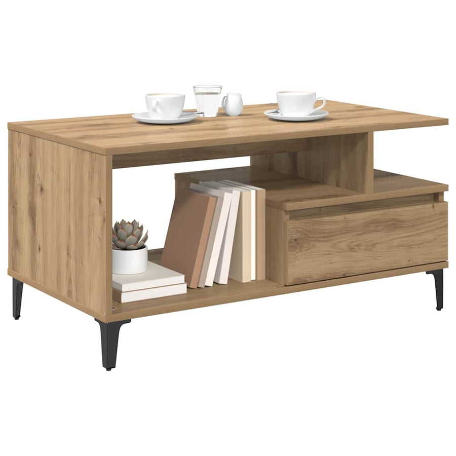 Salontafel met lade Artisan Eiken 90 x 49 x 45 cm Bewerkt hout