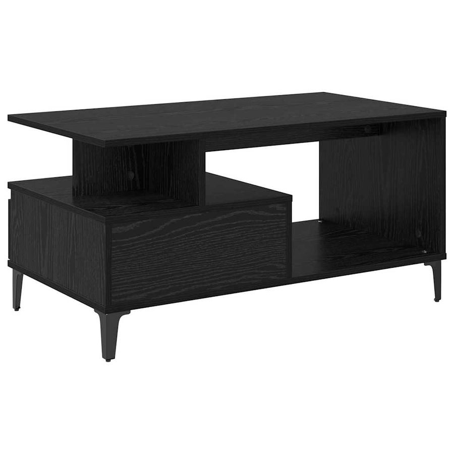 Salontafel met lade Zwart Eiken 90 x 49 x 45 cm Bewerkt hout