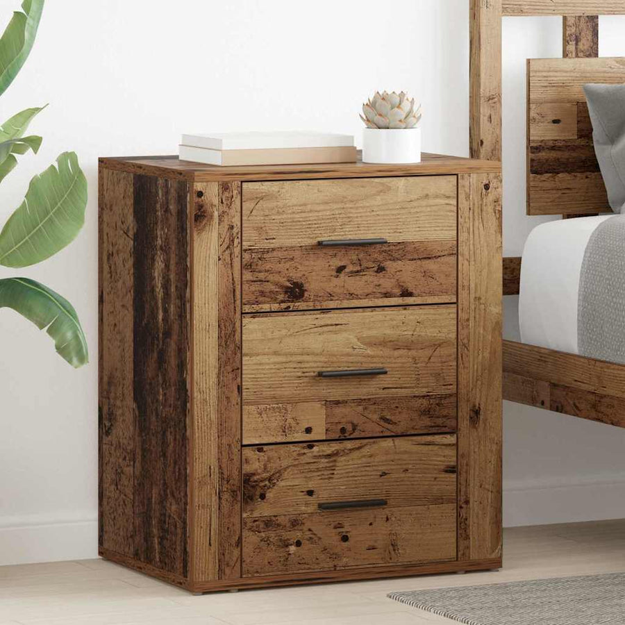 Nachtkastje met lade Oudhout 35 x 50 x 60 cm Bewerkt hout