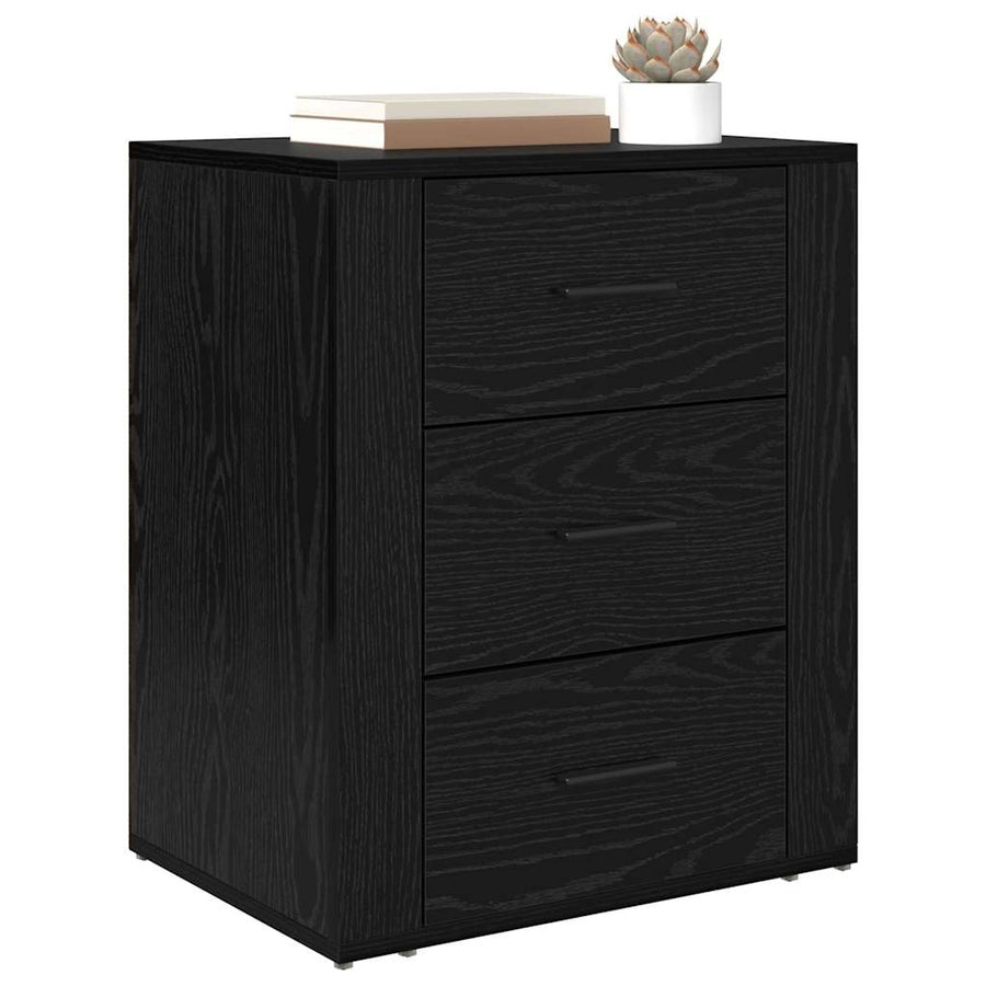 Nachtkastje met lade Zwart Eiken 35 x 50 x 60 cm Bewerkt hout