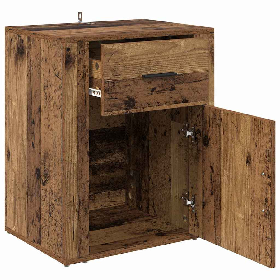 Nachtkastje met lade Oudhout 35 x 50 x 60 cm Bewerkt hout