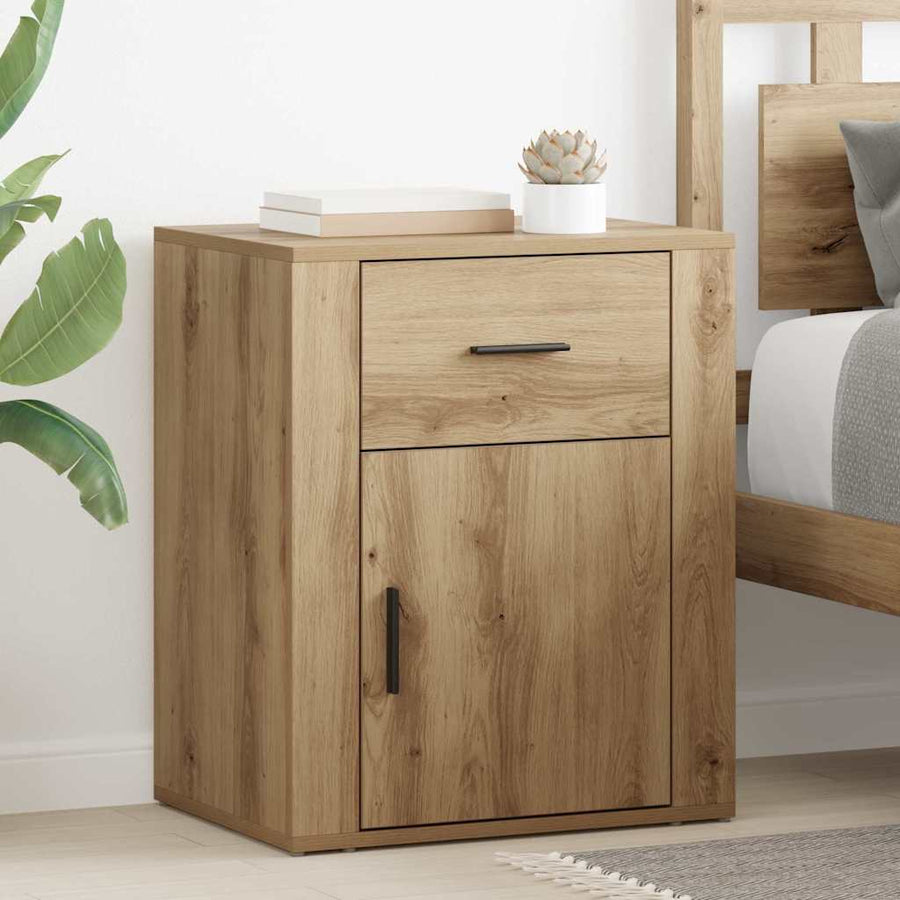 Nachtkastje met lade Artisan Eiken 35 x 50 x 60 cm Bewerkt hout
