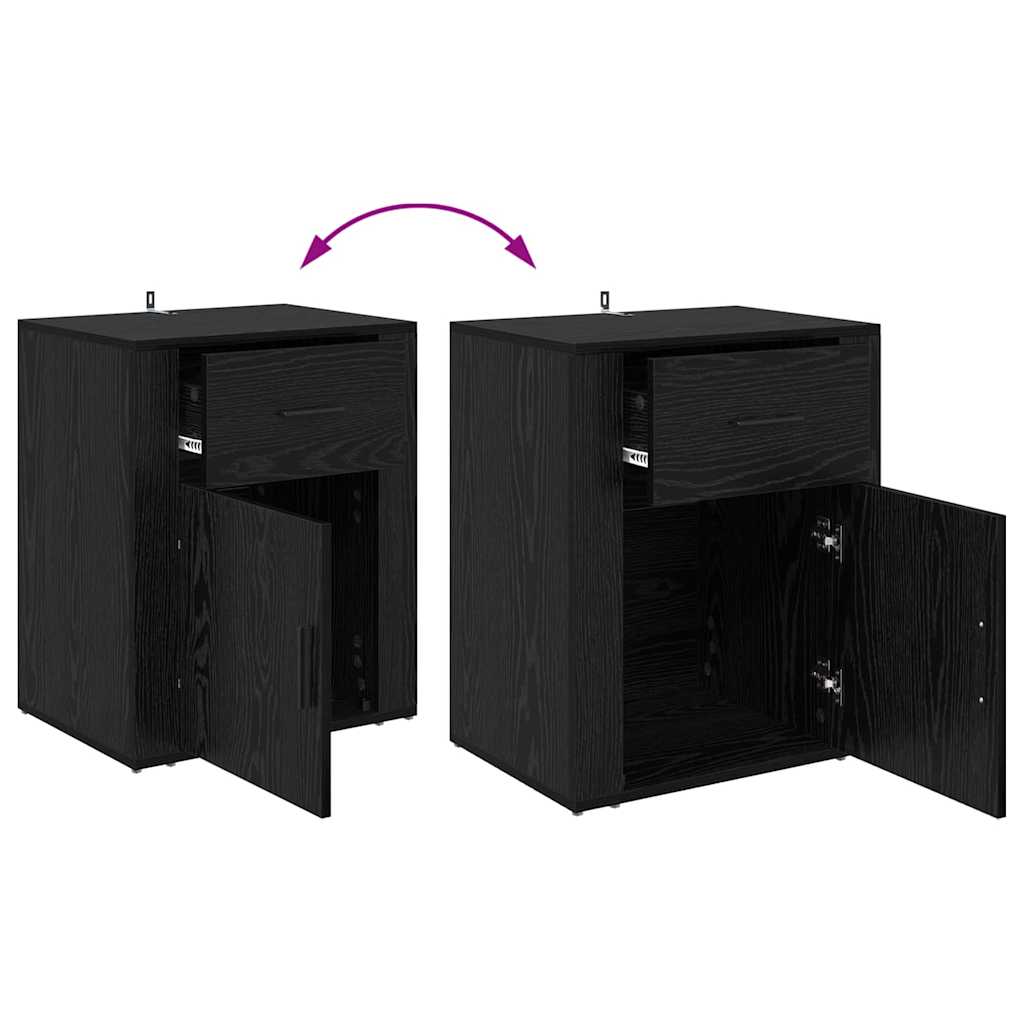 Nachtkastje met lade Zwart eiken 50 x 36 x 60 cm Bewerkt hout