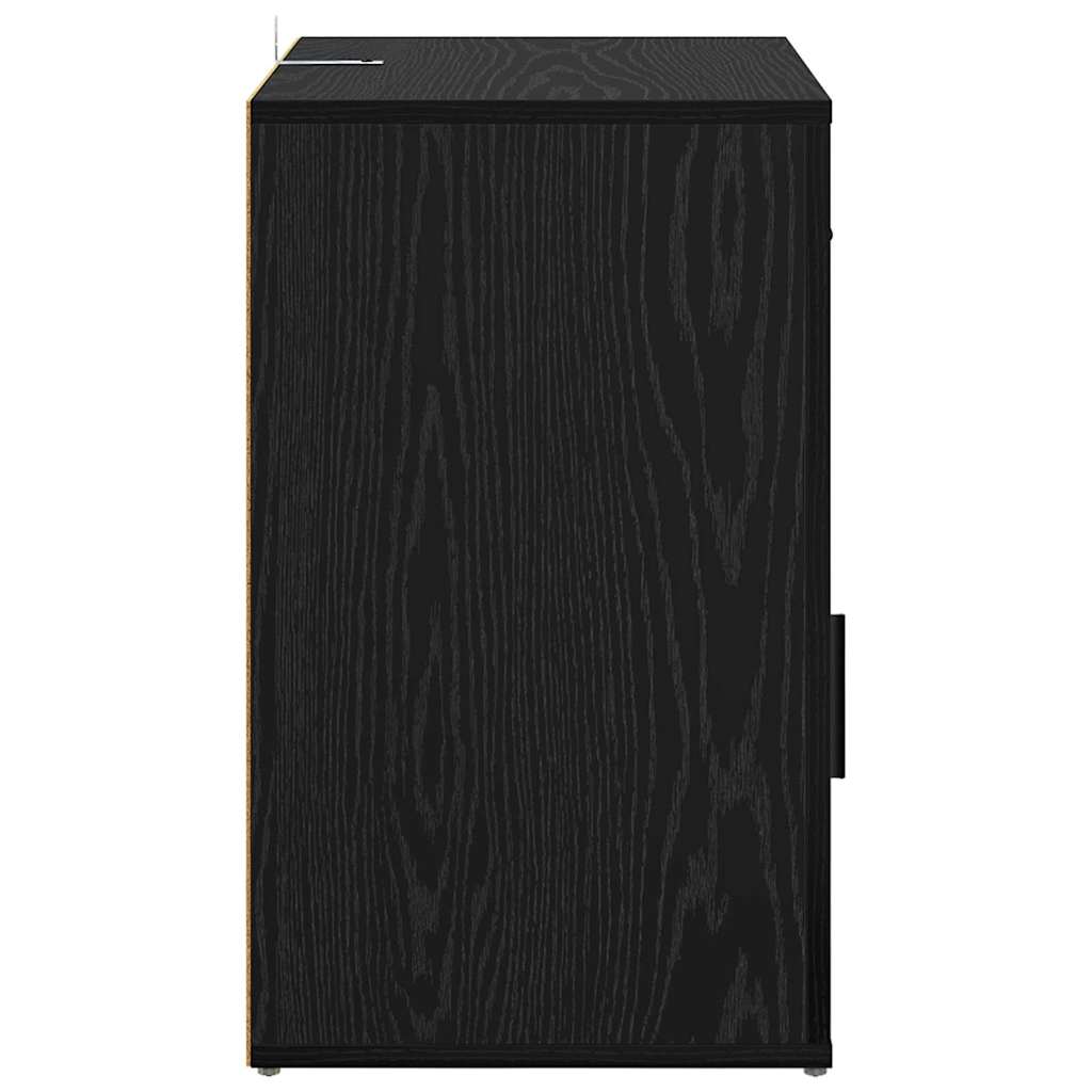 Nachtkastje met lade Zwart eiken 50 x 36 x 60 cm Bewerkt hout