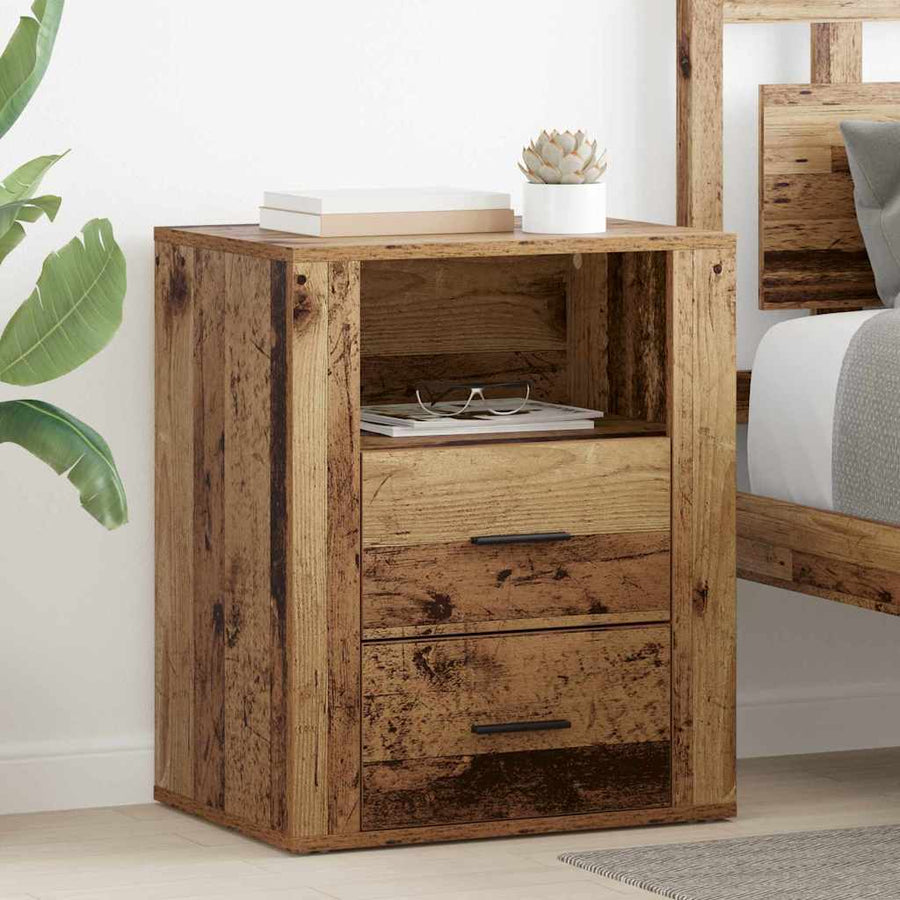 Nachtkastje met lade Oudhout 35 x 50 x 60 cm Bewerkt hout