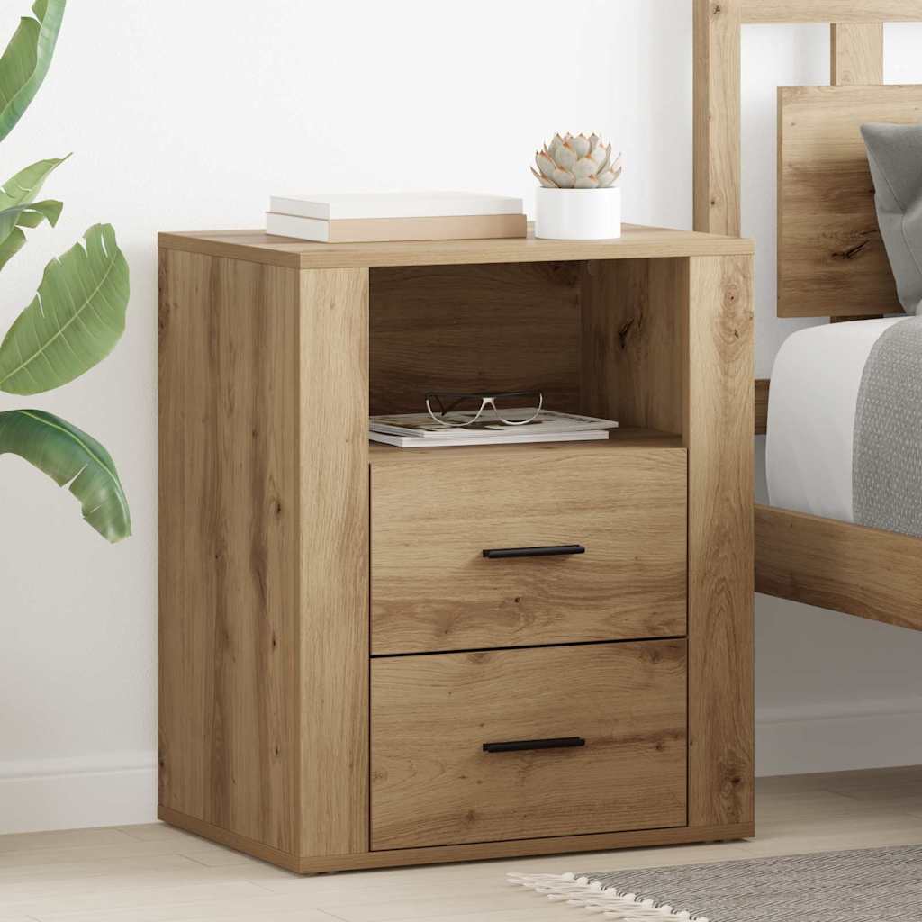 Nachtkastje met lade Artisan Eiken 35 x 50 x 60 cm Bewerkt hout