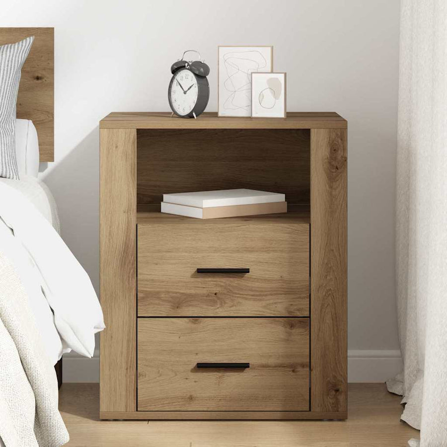 Nachtkastje met lade Artisan Eiken 35 x 50 x 60 cm Bewerkt hout