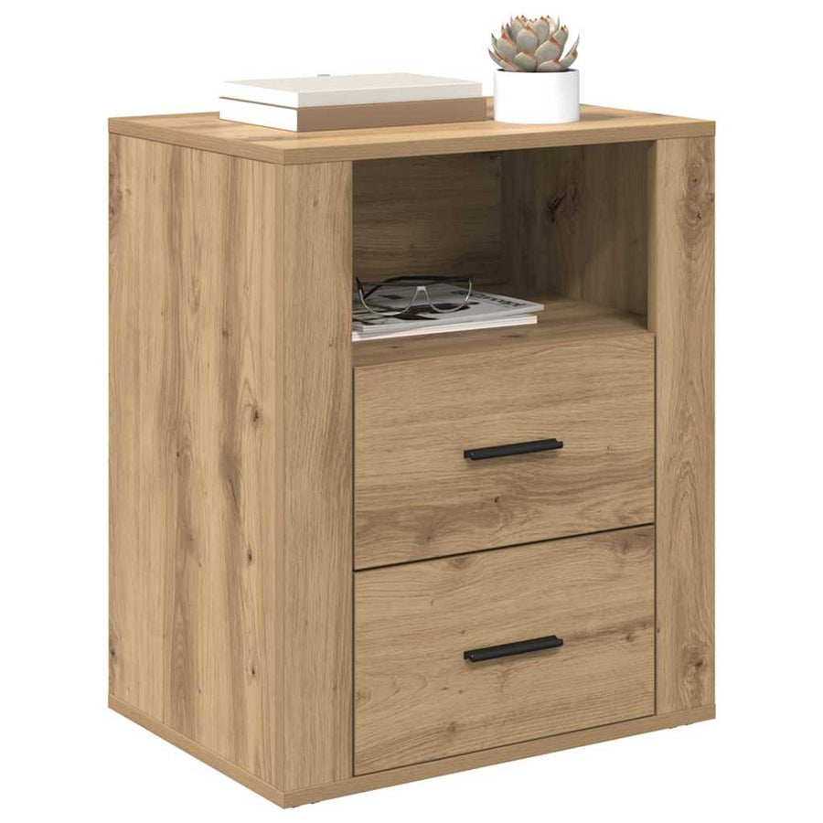 Nachtkastje met lade Artisan Eiken 35 x 50 x 60 cm Bewerkt hout